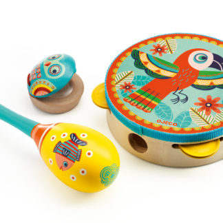 Instrumentsett: Tromme, maracas og kastanjetter - Djeco