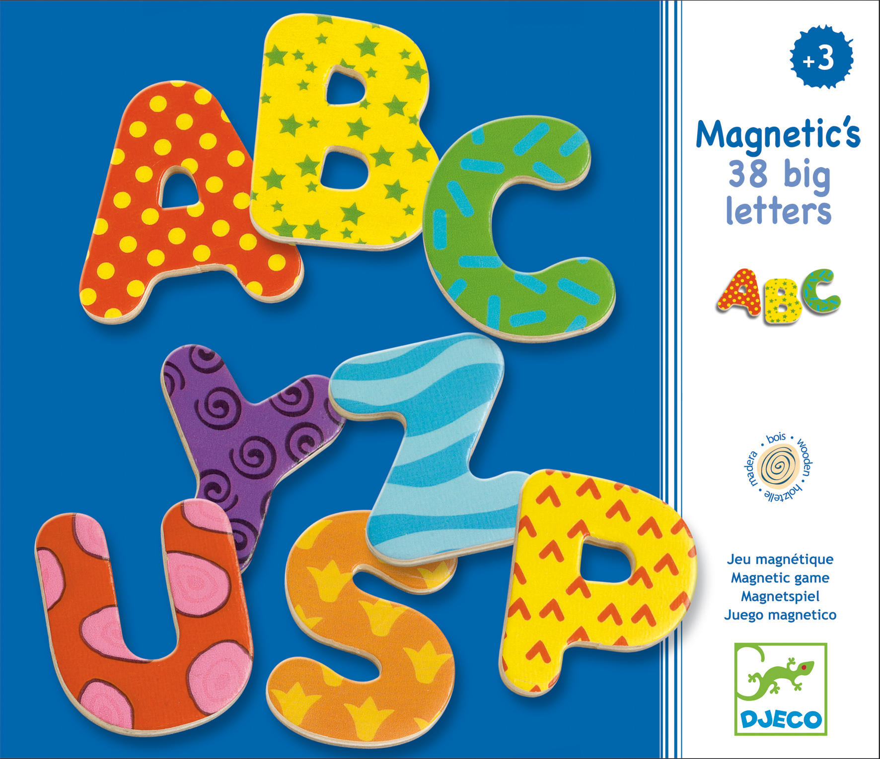 Magnetbokstaver - 38 store bokstaver i tre - Djeco
