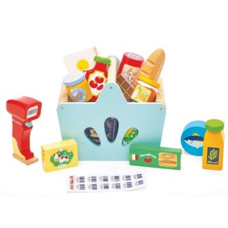 Lekemat i tre - Handlekurv med matvarer og scanner i tre - Le Toy Van