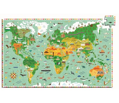 Puslespill med verdenskart, 200 brikker - Djeco