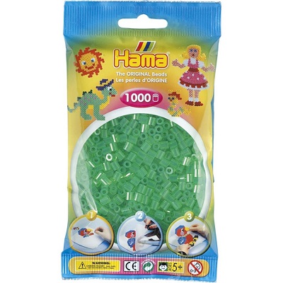 Perler, Midi 1000 stk - Gjennomsiktig grønn - Hama
