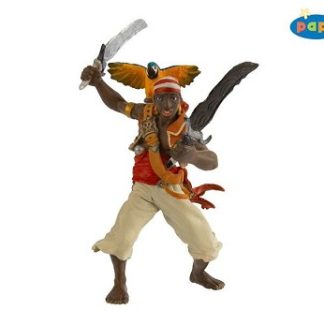 lekefigur piratfigur med papegøye og sabel sjørøverfigur papo
