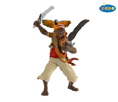 lekefigur piratfigur med papegøye og sabel sjørøverfigur papo